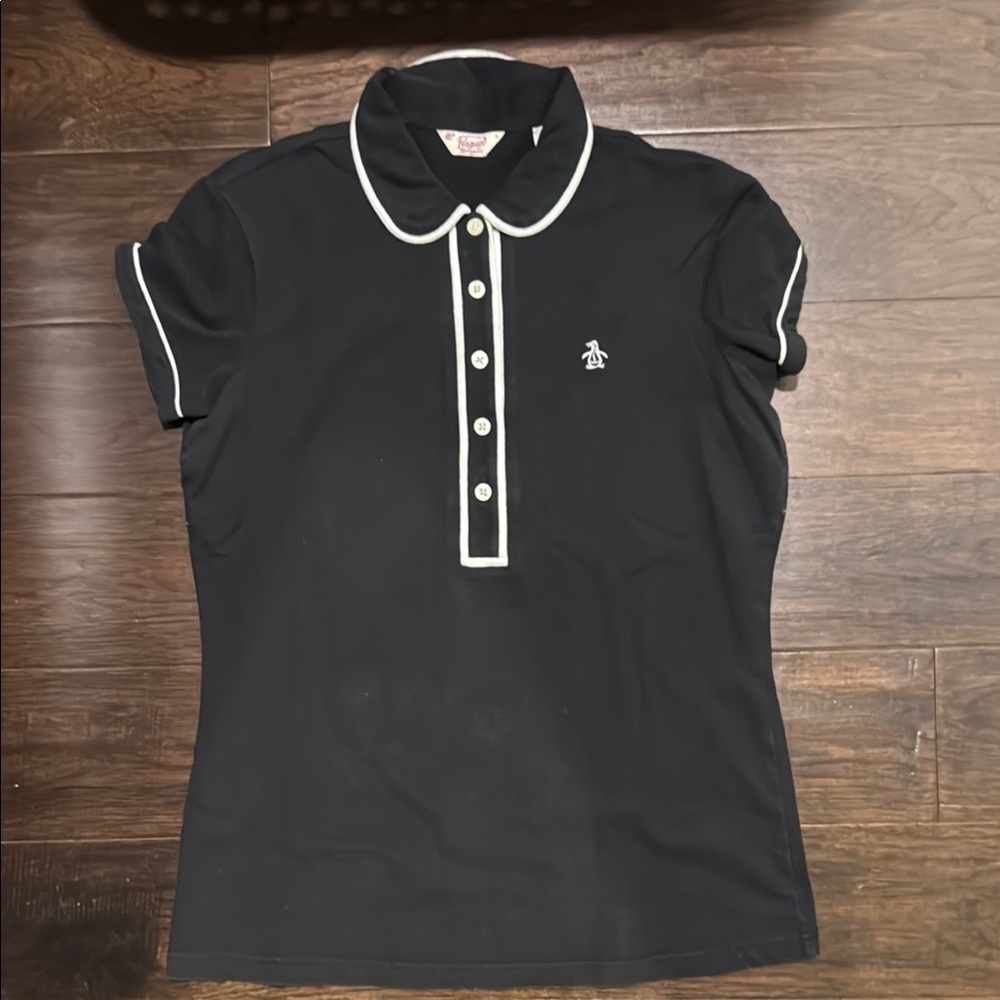 Women's Penguin Black Polo Shirt size m